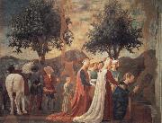 Piero della Francesca Die Konigin von Saba betet das Kreuzesholz an oil
